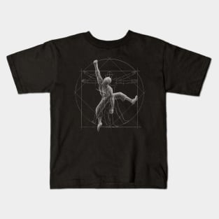 Vitruvian Man Climbing Artwork Climber Boulderer Kids T-Shirt